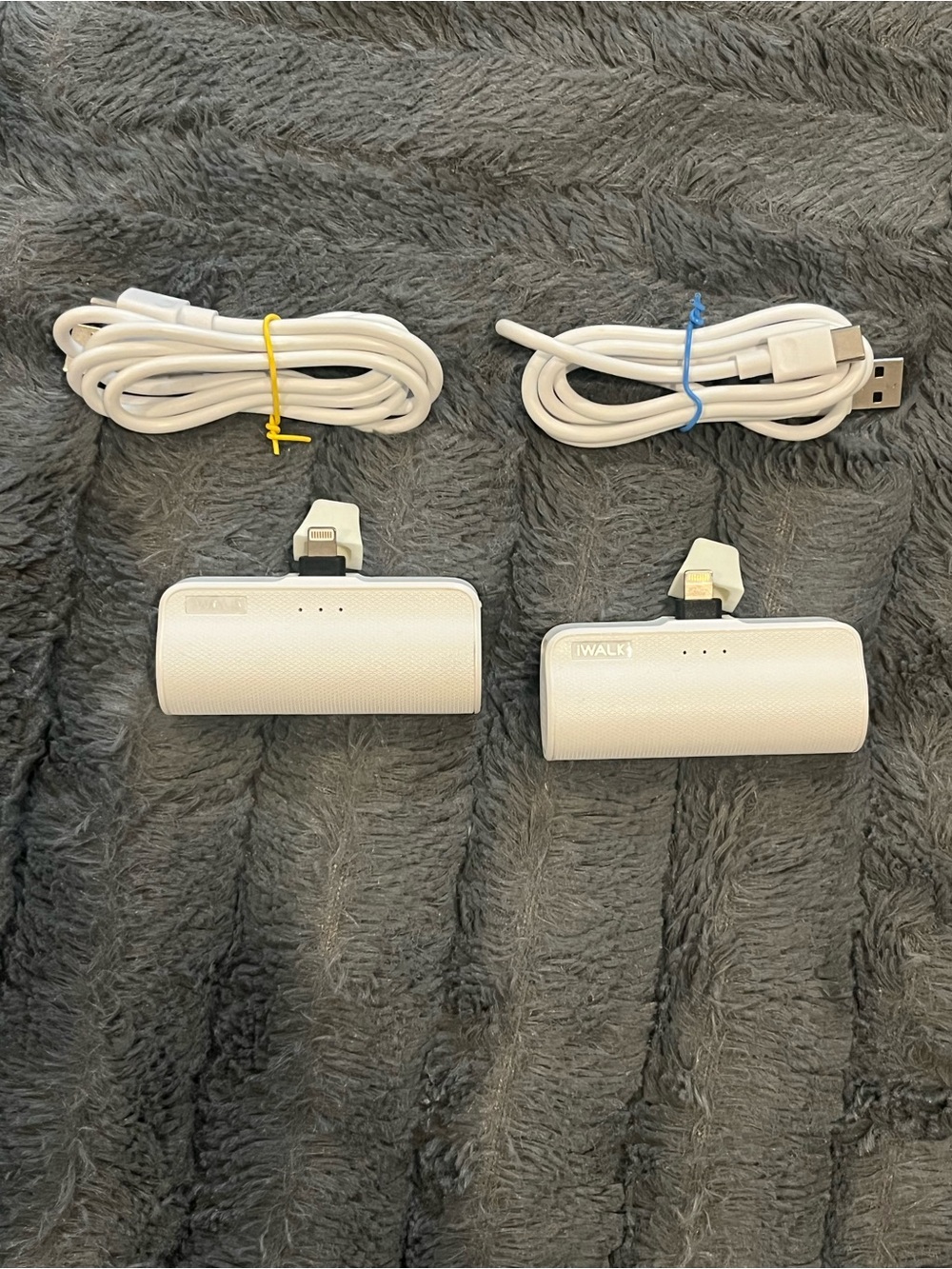 iWalk Portable White Mini Power Banks with Lightning Adapters (Pair) 2 for 1